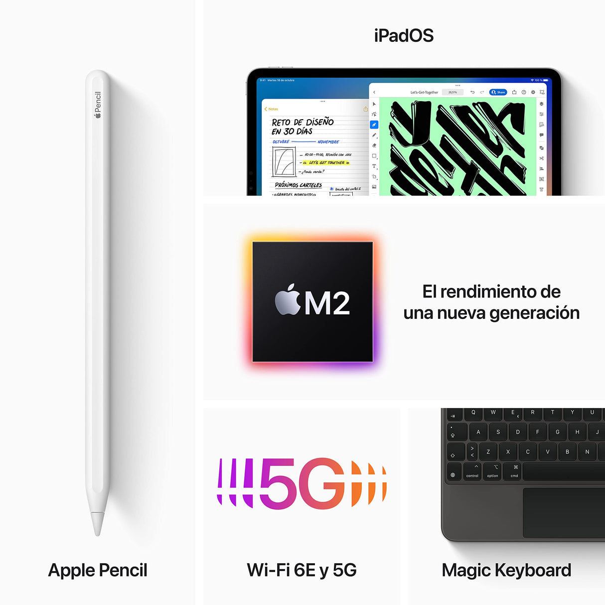 2022 Apple iPad Pro de 12,9 Pulgadas (Wi-Fi + Cellular, 2 TB) - Gris Espacial (6.ª generación)