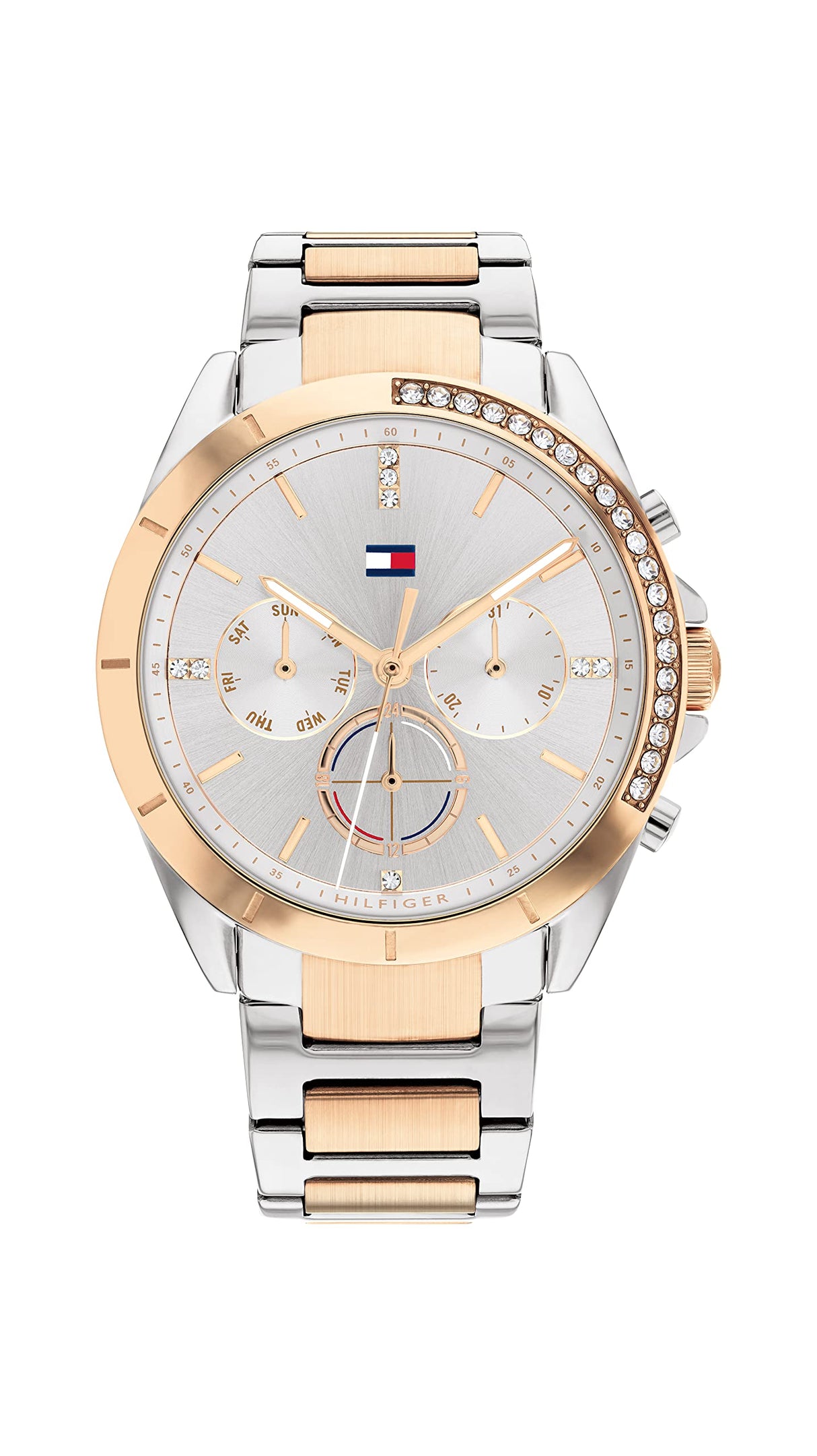 Tommy Hilfiger Reloj Analógico de Cuarzo multifunción para Mujer con Correa en Acero Inoxidable de Dos Tonos - 1782387