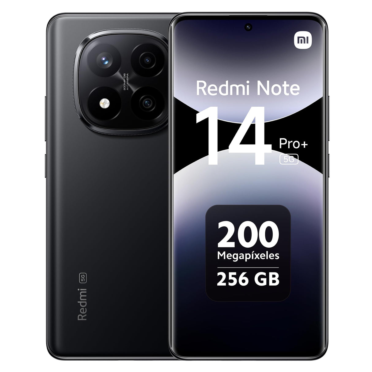 Xiaomi Redmi Note 14 Pro+ 5G - Smartphone de 8+256GB, Pantalla de 6.67" AMOLED FHD+ 120Hz, Snapdragon 7s Gen 3, cámara de 200MP, HyperCharge 120W, 5110 mAh, Cargador no Incluido, Negro (Versión ES)