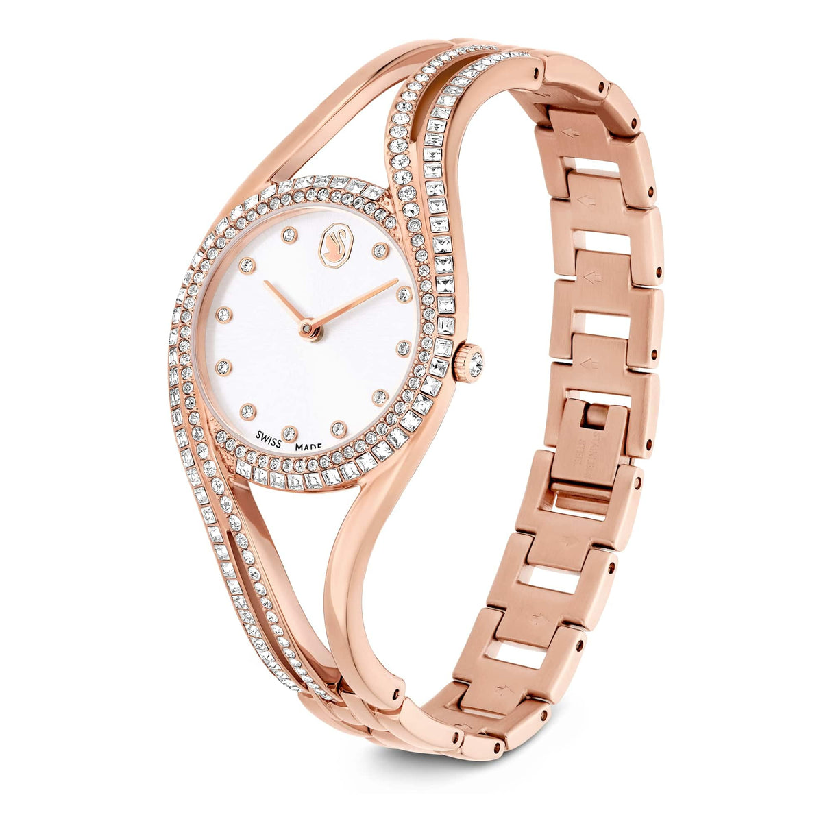Swarovski Reloj con Brazalete Hyperbola, Fabricado en Suiza, Tono Oro Rosa, Acabado Tono Oro Rosa