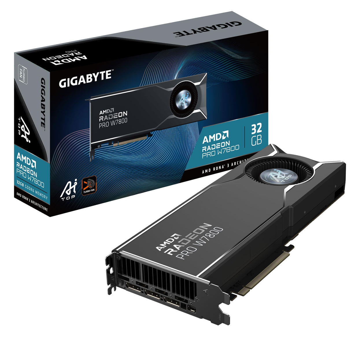Gigabyte Radeon Pro W7800 AI Top 32G Tarjeta gráfica - 32GB GDDR6, 256bit, PCI-E 4.0, 3 x DisplayPort 2.1, W7800 AI Top 32G