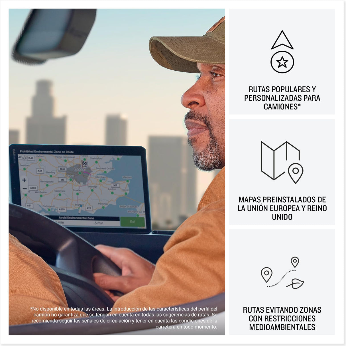 Garmin dēzl LGV720, GPS para camión con Pantalla Brillante de 7'', Información de tráfico en Tiempo Real, Voz y Asistencia al Conductor, Rutas Personalizadas, Mapas de EU, Alertas meteorológicas