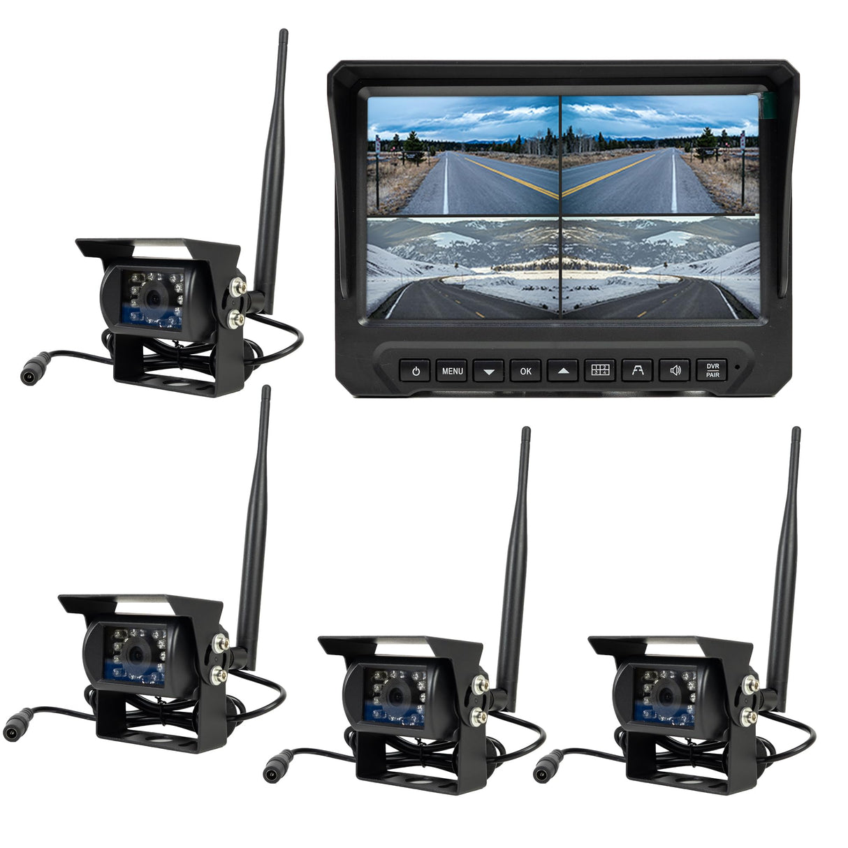 PNI TRK504 - Kit de videovigilancia inalámbrico para camión DVR con Monitor LCD y 4 cámaras