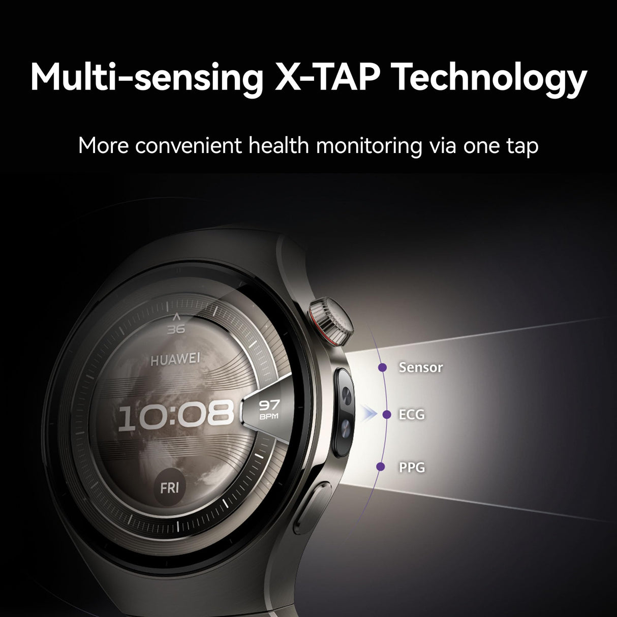 HUAWEI Watch 5, Reloj Inteligente de 46 mm, X-Tap, inspección de Salud, oxígeno en Sangre en la yema del Dedo en Tiempo Real, hasta 11 días de duración de la batería, eSIM, Titanio de Grado