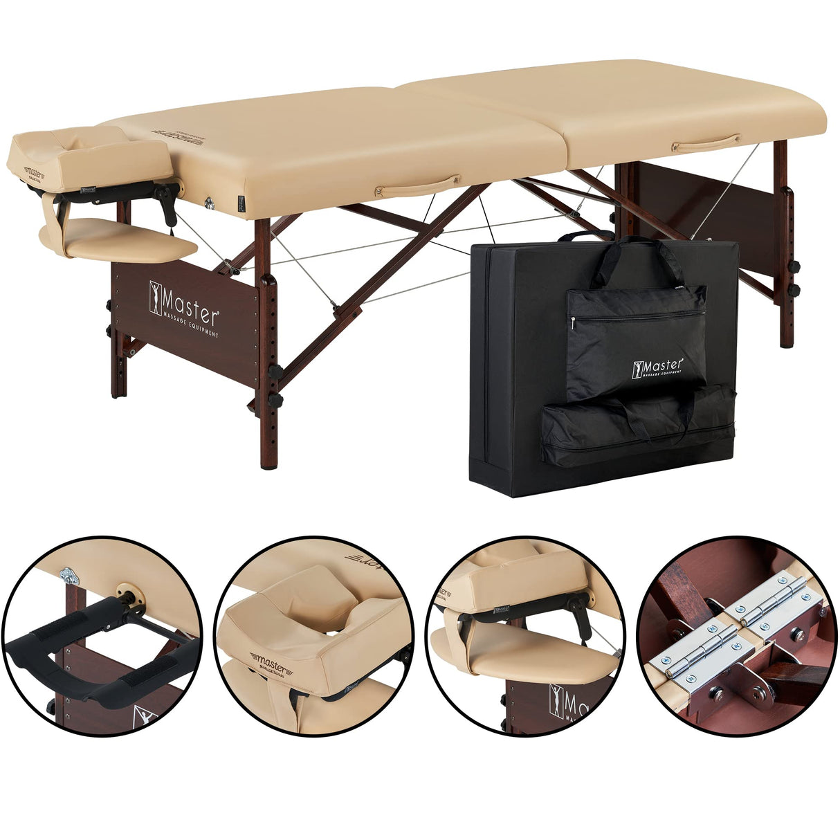 Master Masaje 71 cm del Ray Pro - Banco de Masaje móvil Plegable para Cama de Madera, Color Beige