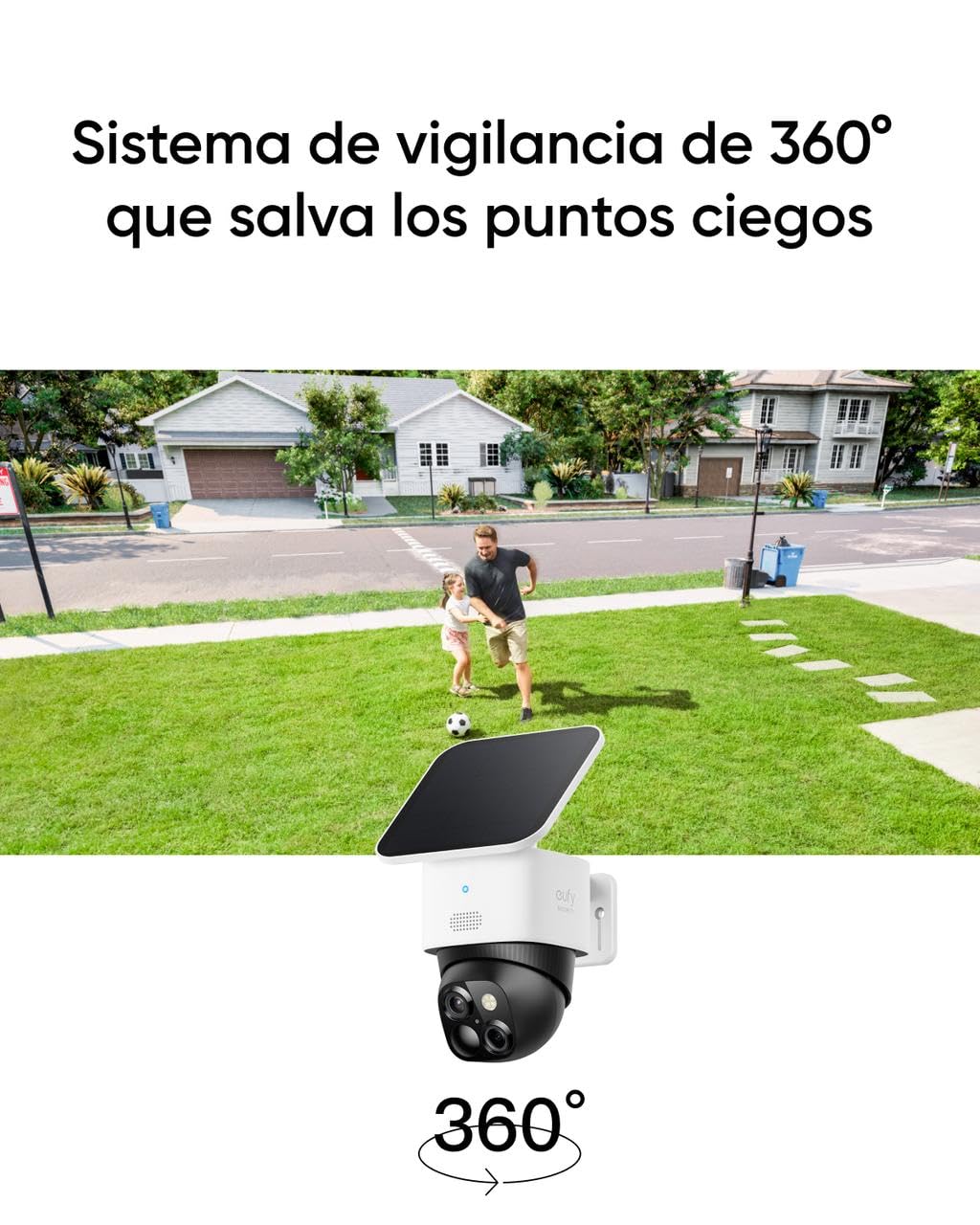 eufy Security SoloCam S340 3K Camara vigilancia WiFi Exterior Solar, Camara vigilancia WiFi Exterior, vigilancia de 360°, Wi-Fi 2,4 GHz, sin cuotas mensuales, Compatible con HomeBase 3