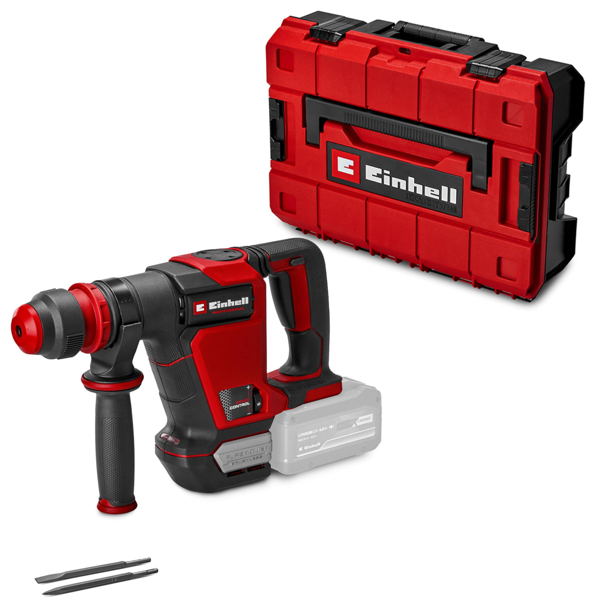 Einhell Professional Martillo de demolición con batería TP-DH 18/4 Li BL-Solo Power X-Change (18 V, brushless, 4,0 J, SDS-plus, marcha continua, cincel puntiagudo y plano + maletín, sin batería)