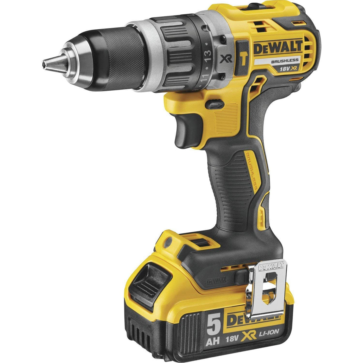 DEWALT DCK551P3T-QW - Kit de Herramientas, Taladro percutor, Atornillador de impacto, Sierra circular, Sierra calar, Linterna, 3 baterías XR 18V Litio 5Ah, cargador y maletines TSTAK I y VI.