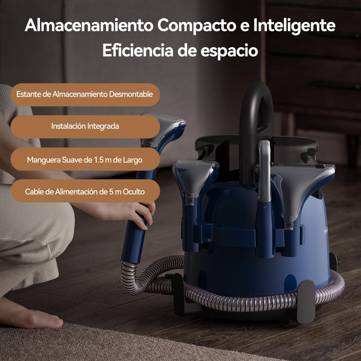 Deerma DEM-BY200 Limpiadora a Vapor y Aspiradora en Seco y Húmedo, con 5 Cepillos Especializados y Succión de 900W para Alfombras, Sofás y Tapicerías