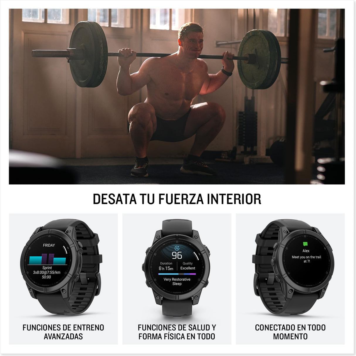 Garmin fēnix E - 47mm - Reloj de Alto Rendimiento GPS Multideporte con Pantalla táctil AMOLED, Frecuencia cardíaca, Mapas y hasta 10 días de autonomía, Acero Gris