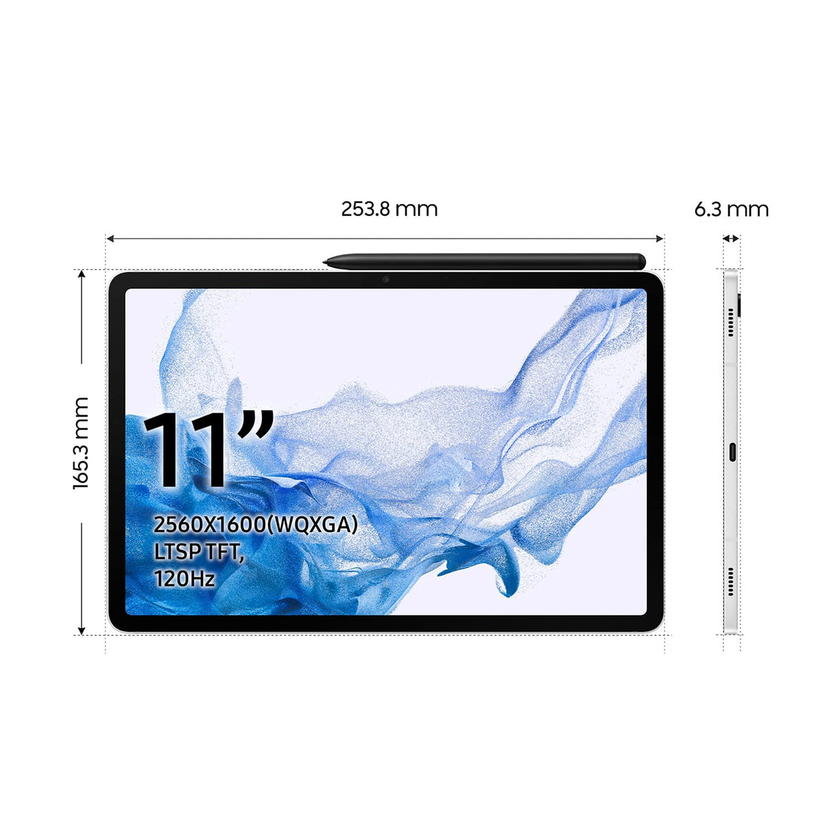 Samsung Galaxy Tab S8 con cargador – Tablet de 11" (8GB RAM, 256GB Almacenamiento, 5G, Android 12) Plata - Versión española