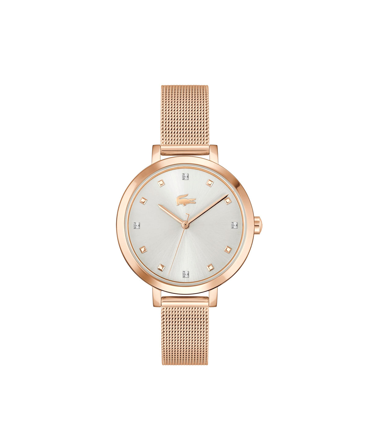 Lacoste Reloj con Movimiento de Cuarzo de Tres Manecillas para Mujer Colección Riga con Correa de Malla de Acero Inoxidable de Oro Rosa - 2001400