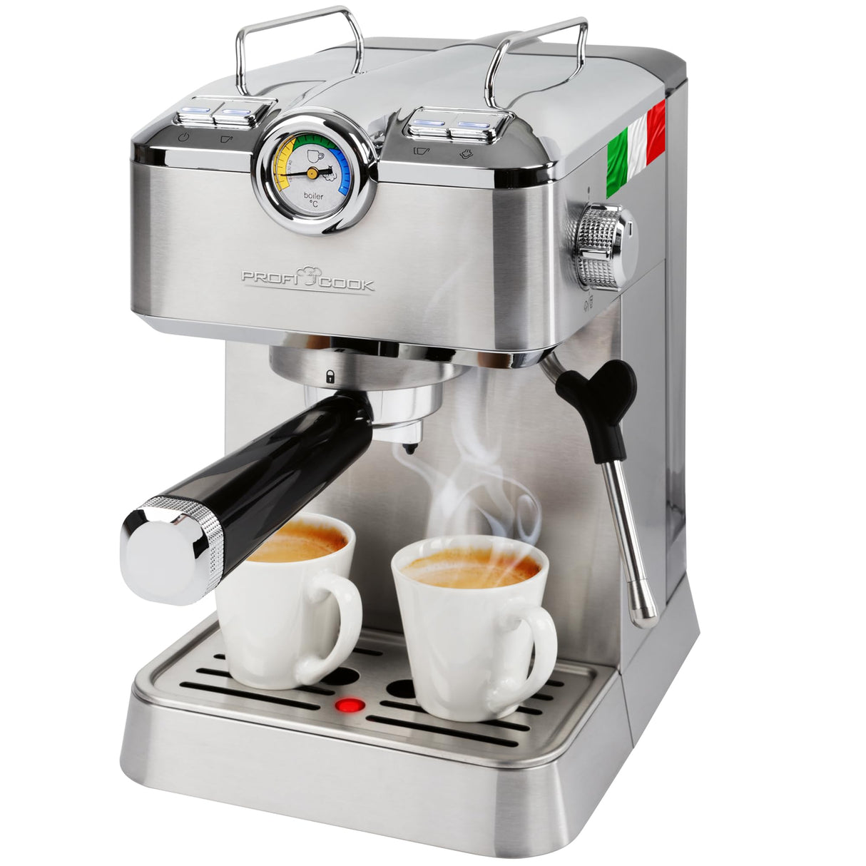 Cafetera espresso ProfiCook | cafetera espresso incl. portafiltro | bomba espresso italiana 20 bar | para café en polvo y cápsulas compatibles Nespresso | cafetera portafiltro | PC ES 1267