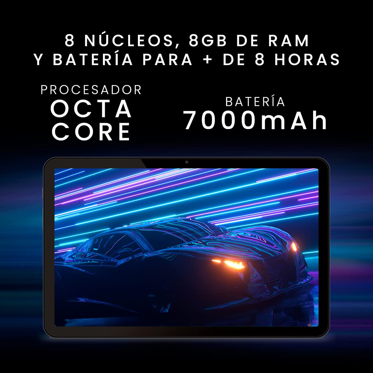 SPC Gravity 4 Plus – Tablet 11” Full Laminated, Octa-Core 2GHz, 8GB RAM, 128GB Almacenamiento, diseño Ultrafino con 4 Altavoces, 7.000 mAh batería, rápido WiFi 5, Android 12 – Color Magnetic Black