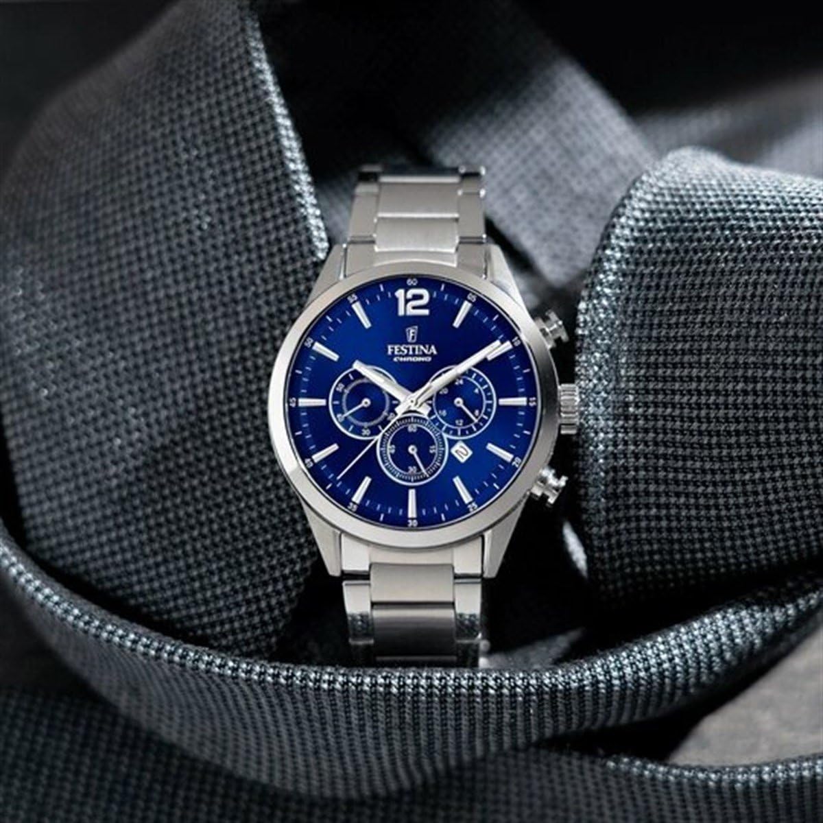 Festina Reloj Hombre F20343/7 Timeless Chronograph Caja de Acero Inoxidable 316l Plateado Correa de Acero Inoxidable 316l Plateado
