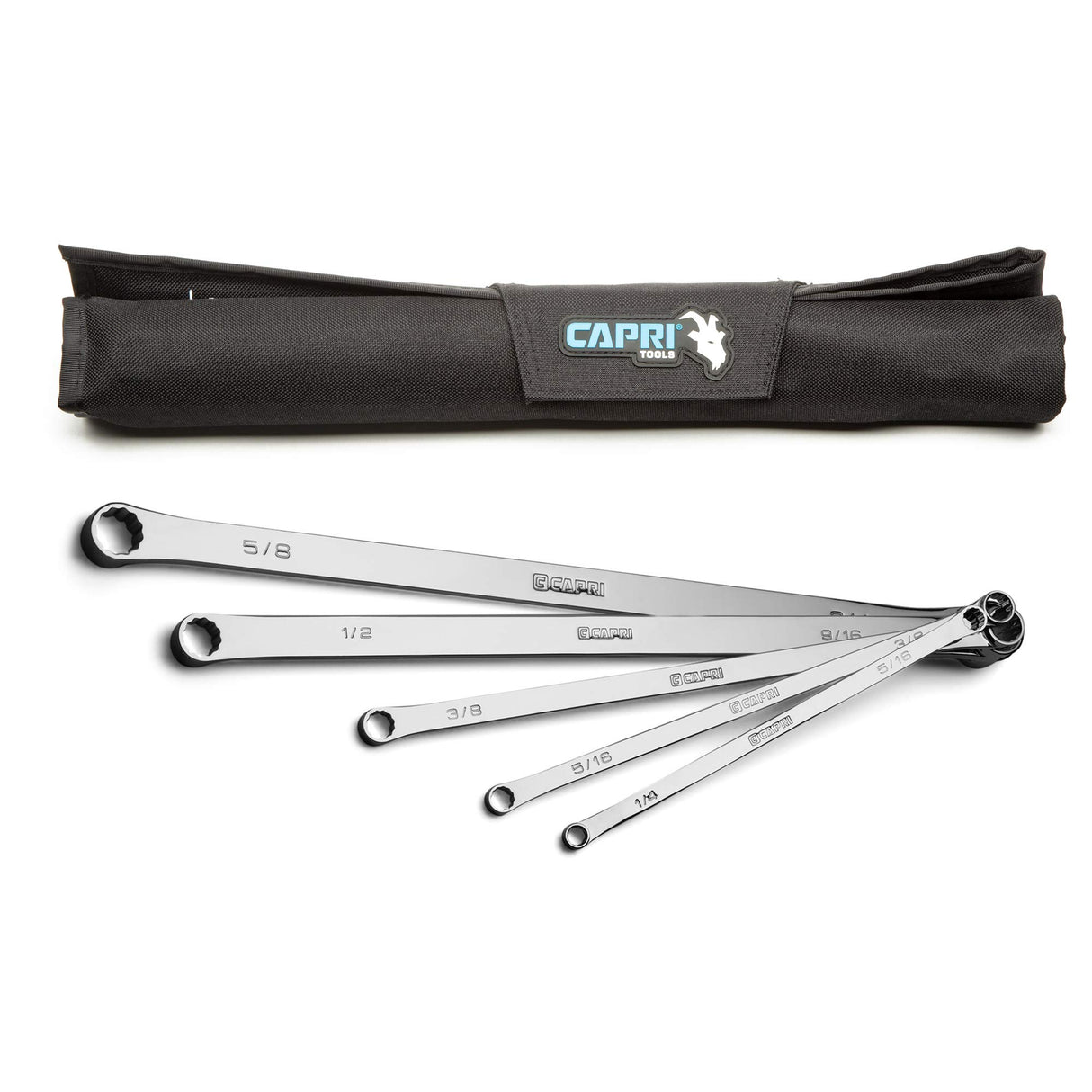 Capri Tools Juego de llaves de extremo de caja extralargas de 0 grados, SAE, 1/4-3/4 pulgadas, 8 tamaños, 5 piezas