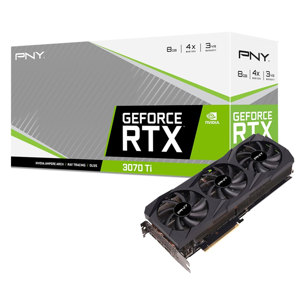 PNY Tarjeta Grafica GeForce RTX 3070 Ti 8GB Verto Triple Fan, Negro, VCG3070T8TFBPB