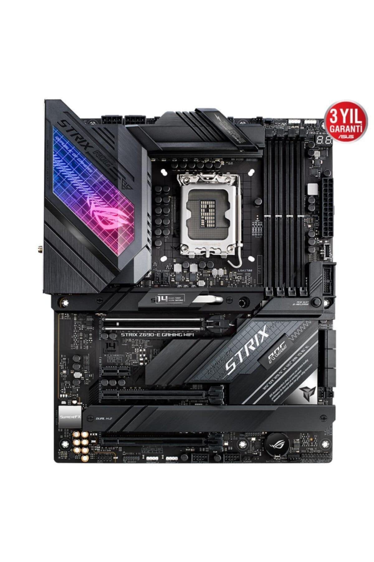 ASUS ROG Strix Z690-E Gaming - Placa base Intel LGA 1700 ATX (VRM de 18+1 fases, DDR5, PCIe 5.0, M.2 Combo-Sink, Wi-Fi 6E, LAN de 2.5 GB, cinco M.2, tarjeta ROG hyper M.2 y Aura Sync)