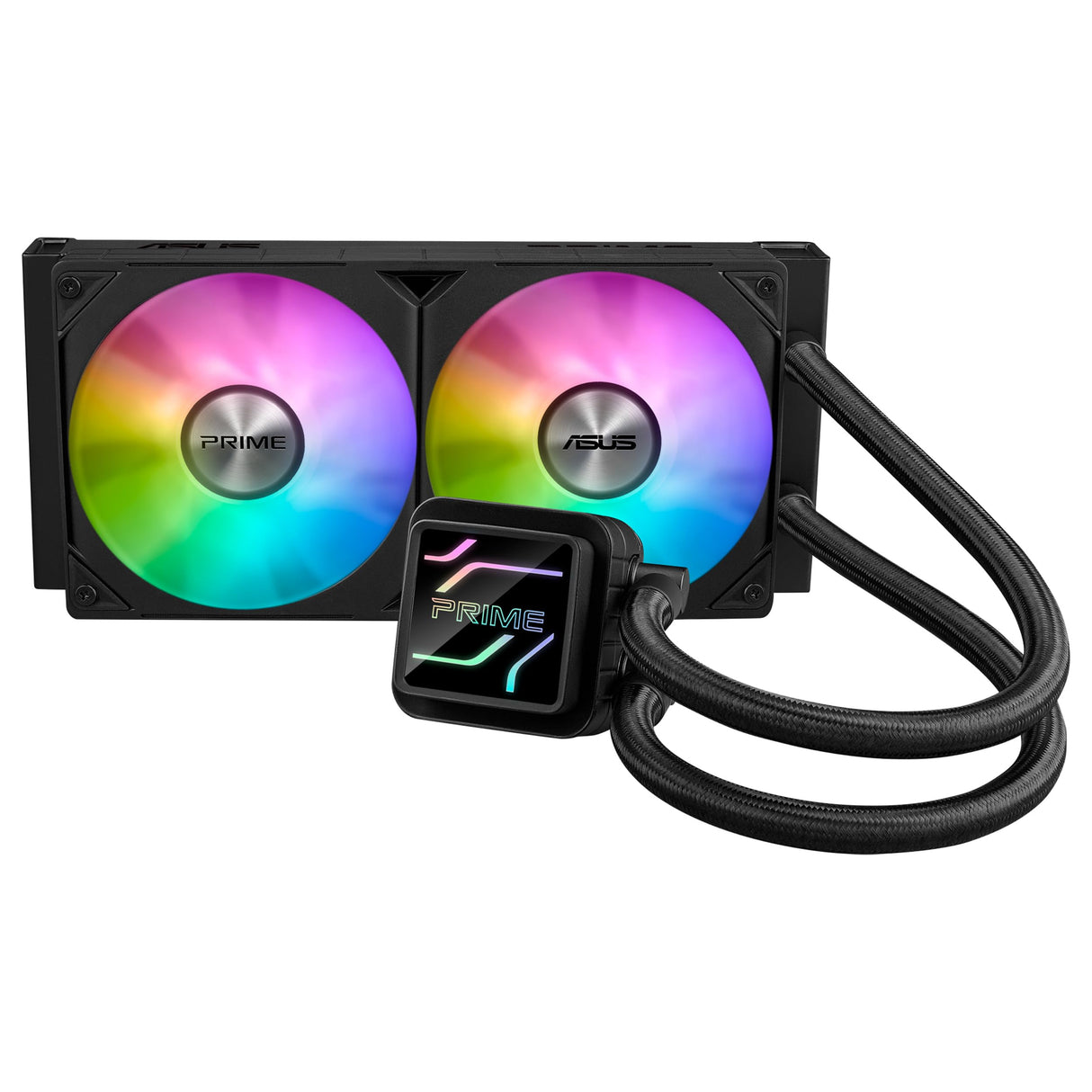 ASUS Prime LC 240 ARGB - Sistema de refrigeración líquida para CPU todo en uno con zona de contacto con la CPU y canales con aletas, bloque de agua con lentes de espejo infinito y ventiladores ARGB