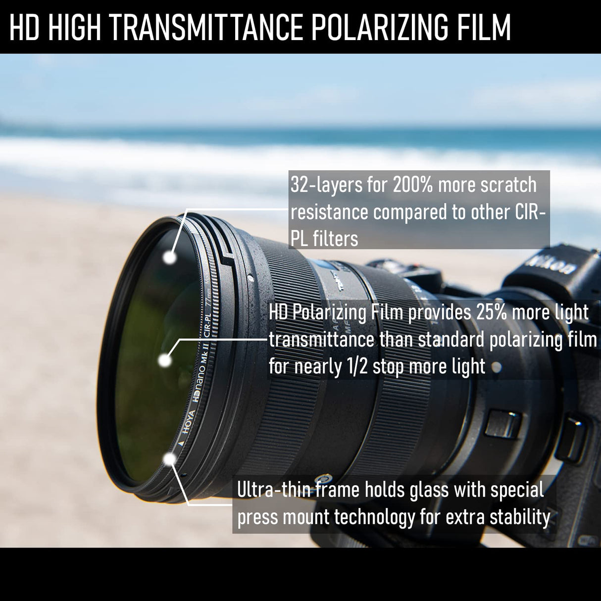 Hoya Circular Polarizing Filter HD Nano MkII ø62mm, Black