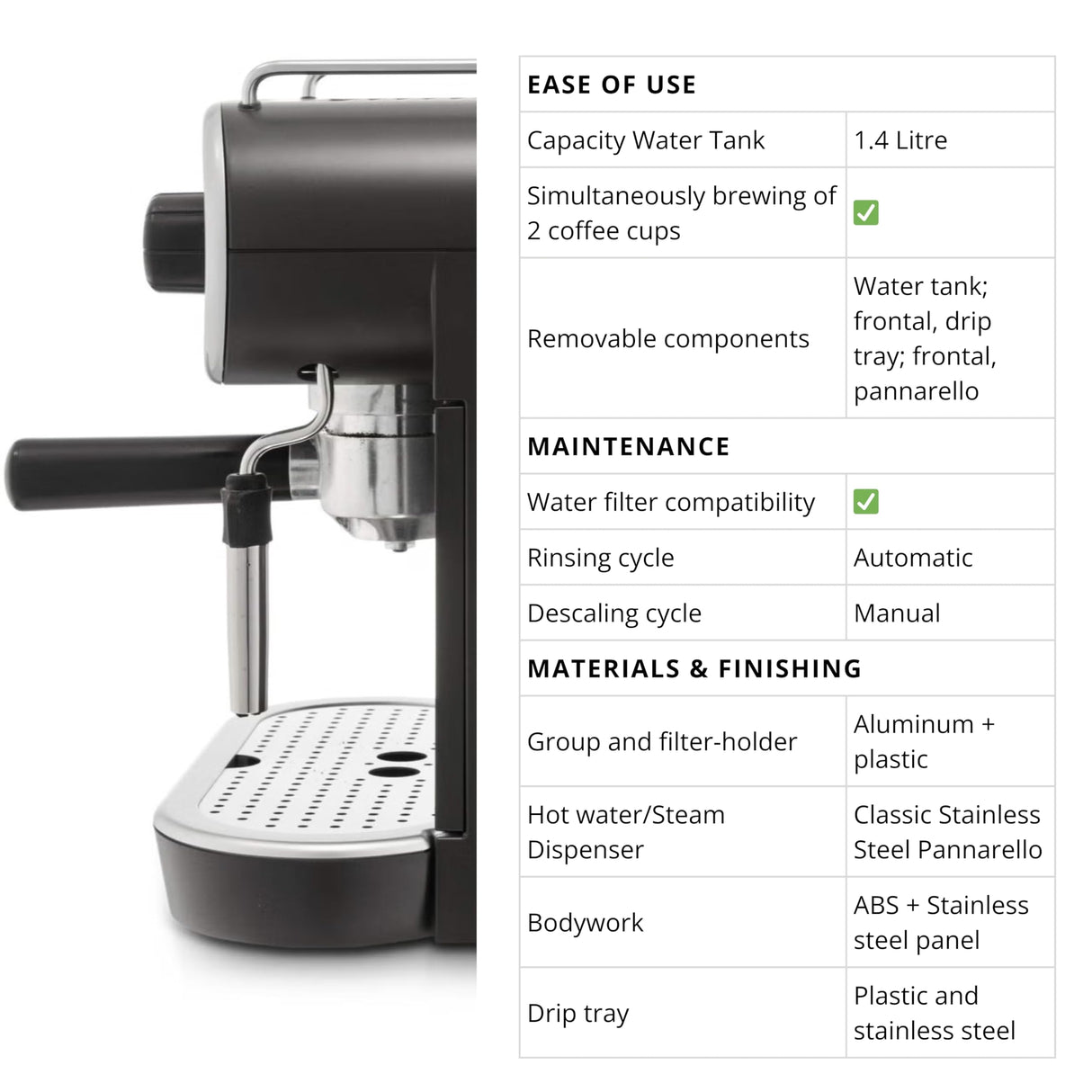 Gaggia Cafetera manual Carezza Deluxe RI8525/01 para café molido y cápsulas, 230 V, 50 Hz, 1900 W, gris/negra
