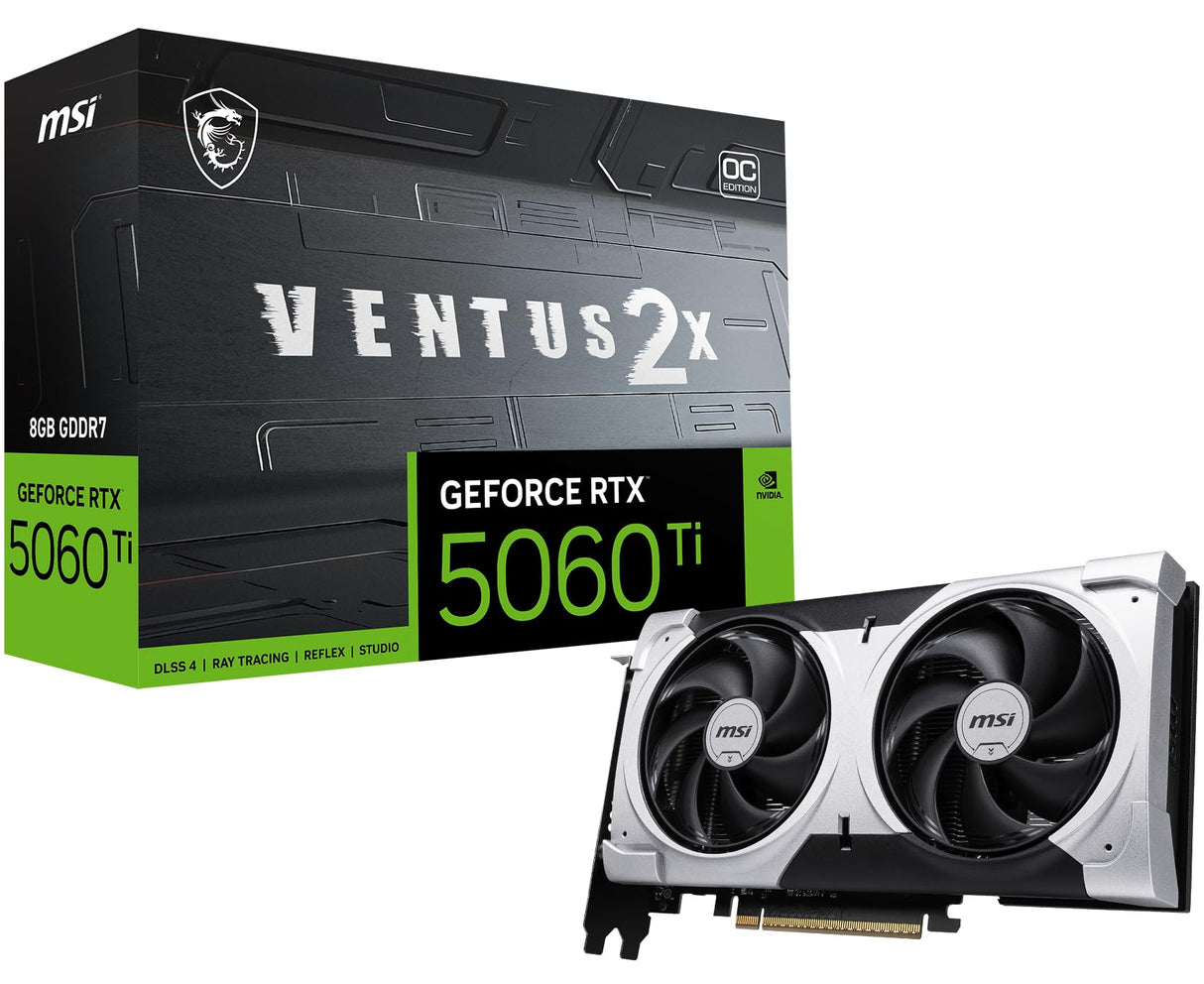 MSI Gaming RTX 5060 Ti 8G Ventus 2X OC Plus - Tarjeta gráfica (8 GB GDDR7, TBA-bit, Rendimiento Extremo: TBA MHz, DisplayPort x3 2.1a, HDMI 2.1b, NVIDIA Blackwell Architectura)