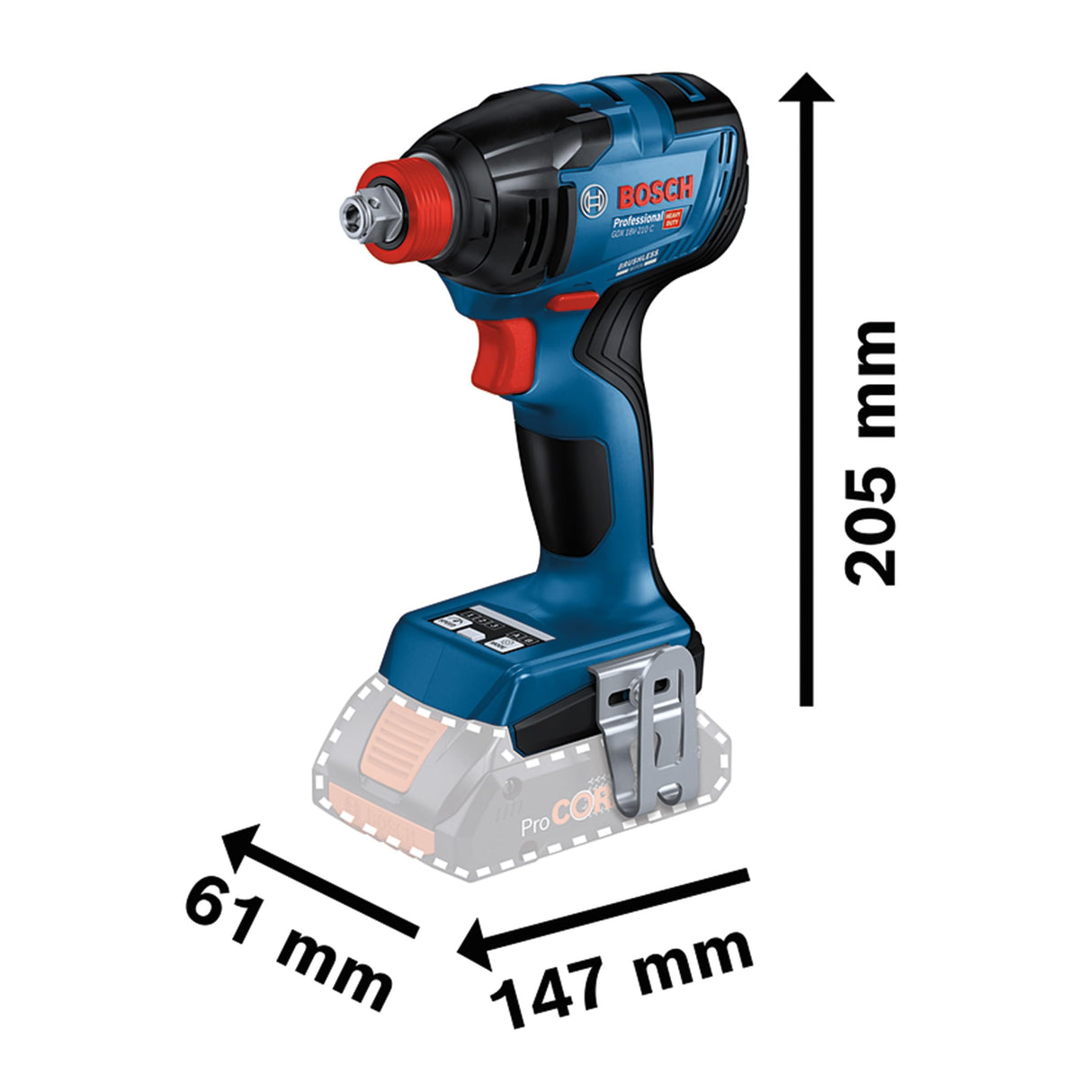 Bosch Professional 18V System GDX 18V-210 C - LLave de impacto a batería (Brushless, 210 Nm, Connectivity, sin batería, en L-BOXX)