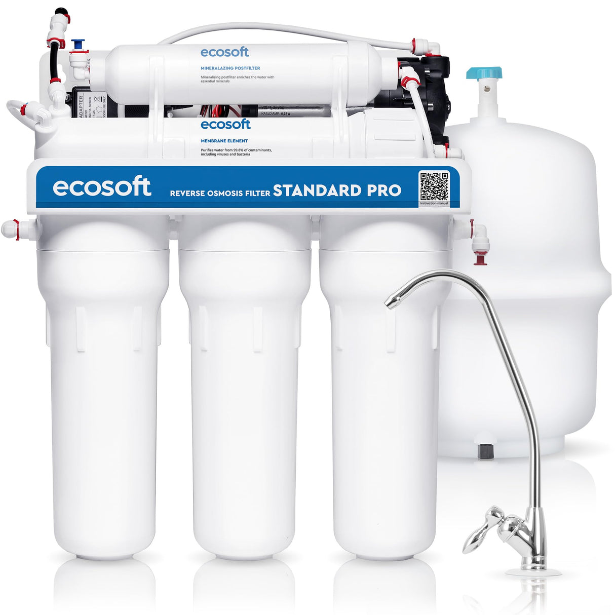 Ecosoft Standard PRO Filtro de Ósmosis Inversa - Con Bomba Integrada, Purificación Eficiente y Fácil Instalación