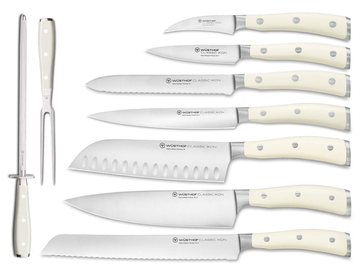 WÜSTHOF Classic Ikon creme Bloque cuchillos con 9 cuchillos