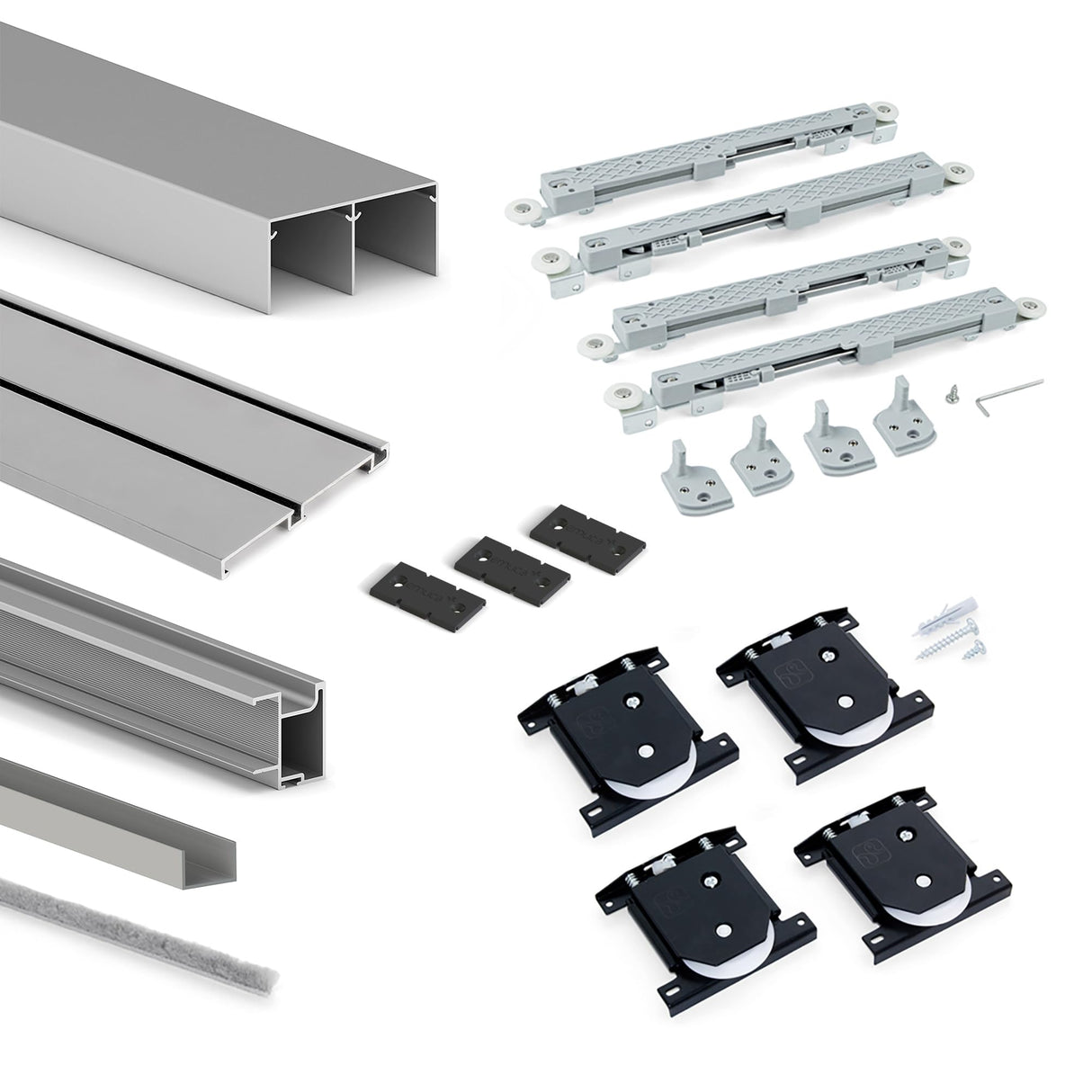 EMUCA - Sistema corredero para Armario de 2 Puertas con Perfil Tirador Sharp, Espesor 18 mm, Cierre Suave, tableros no incluidos, Anodizado Mate