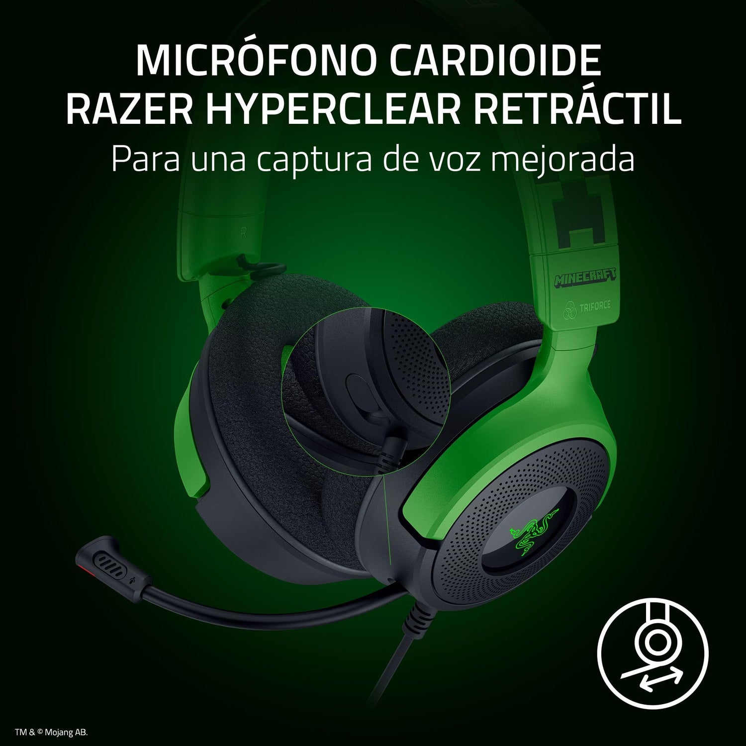 Razer Kraken V4 X Minecraft Edition - Auriculares USB con Cable para Juegos de PC (Controladores 40mm, micrófono cardioide retráctil, Sonido Envolvente, Chroma RGB, para PC y Consola) Minecraft