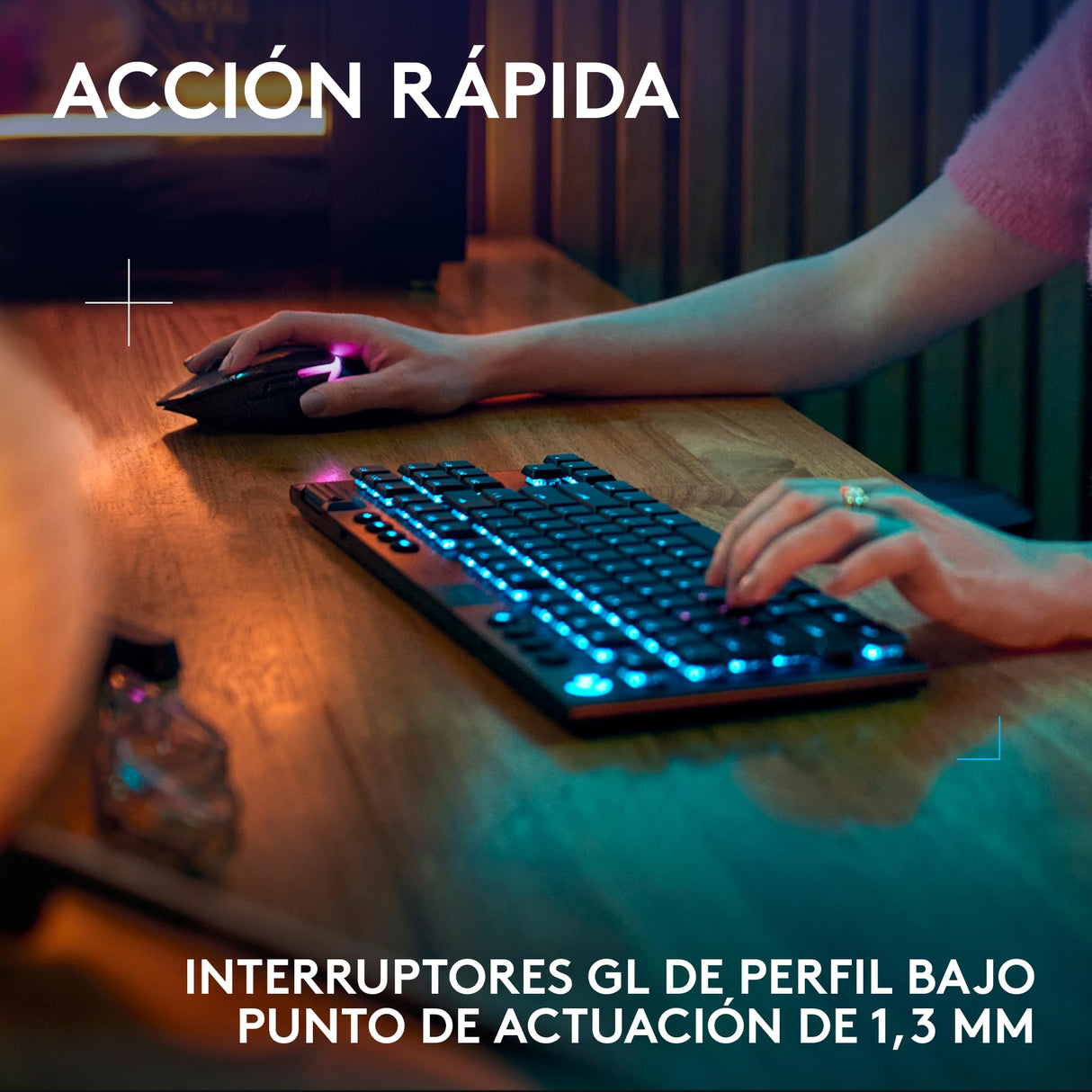 Logitech G G915 X LIGHTSPEED TKL, Teclado para gaming inalámbrico de perfil bajo, teclas de PBT de doble moldeado, elegante acabado aluminio, clic perceptible azul GL -PC/Mac, QWERTY US INT'L - Negro
