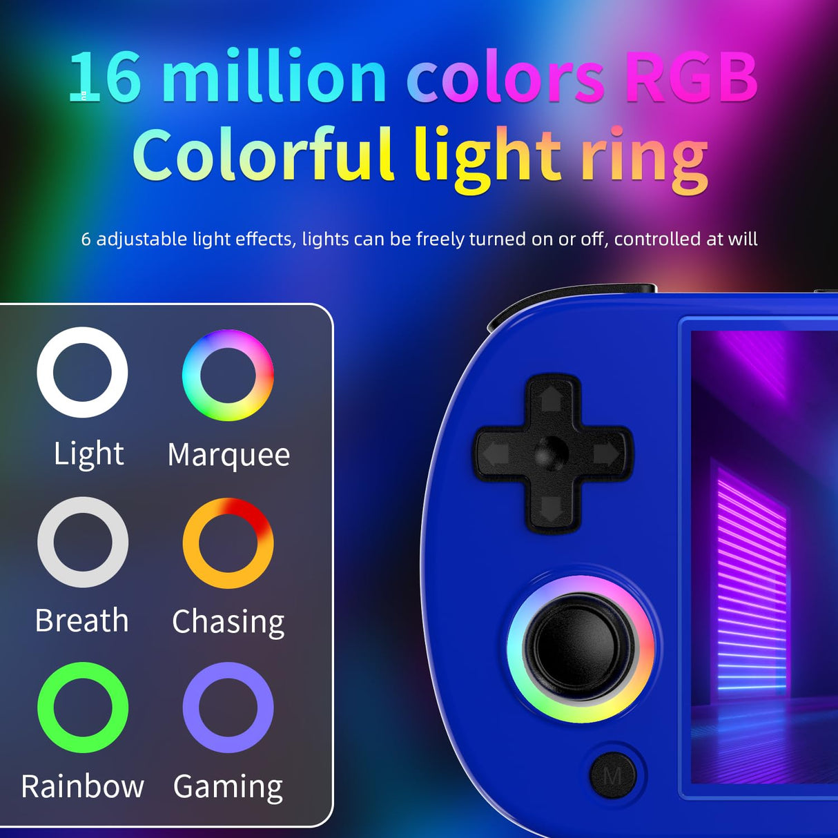 RG40XX H Consola de Juegos portátil, Consola de Juegos Retro con iluminación Joystick RGB, Pantalla IPS de 4 Pulgadas, Tarjeta TF 64G incorporada y Juegos 5571, Compatible con WiFi Blueto (Azul, 64G)