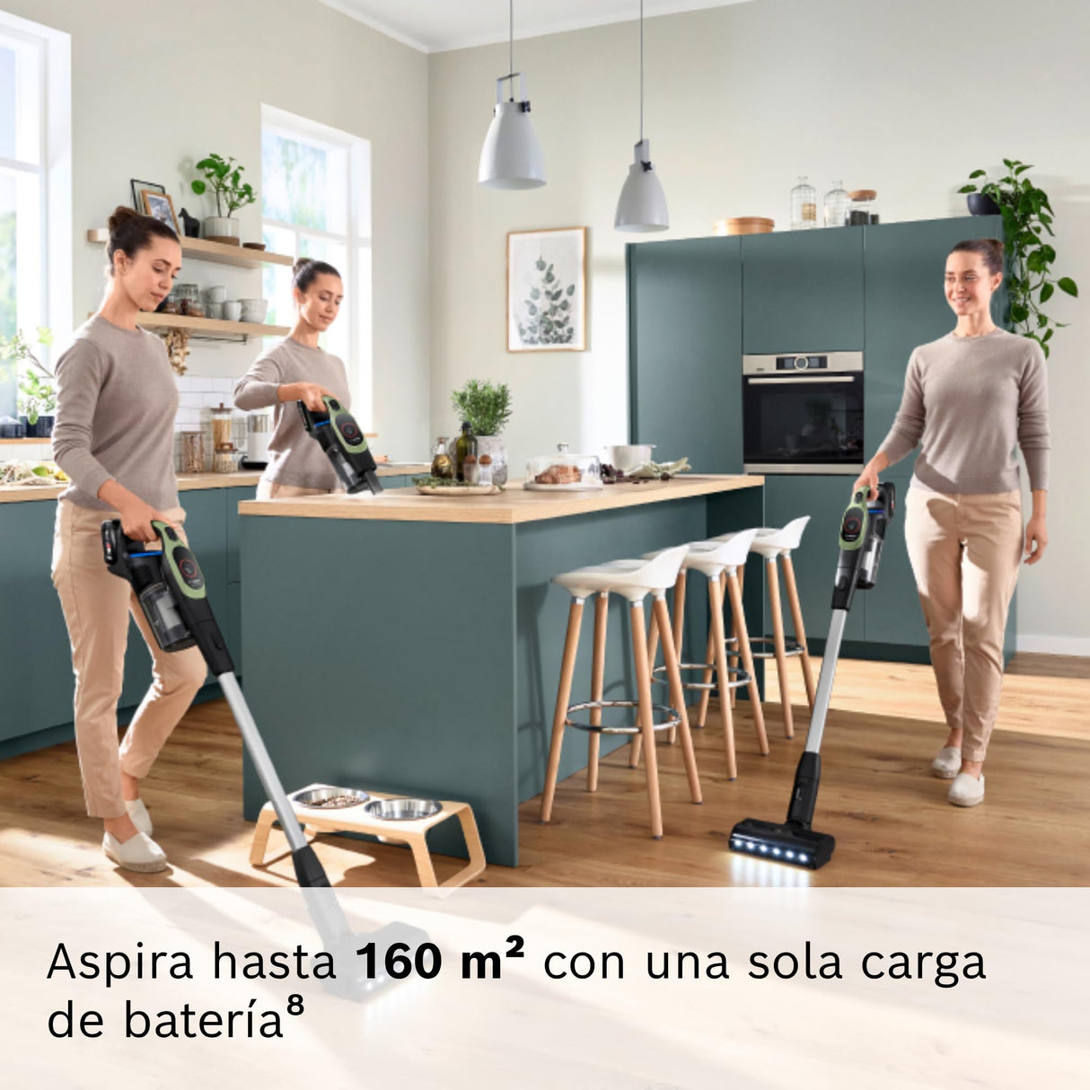 Bosch, Aspirador sin Cable Unlimited 9, batería de 3,0 Ah, tecnología MicroClean, depósito de Polvo de fácil Vaciado, Luces LED, Verde, BBS921TBA