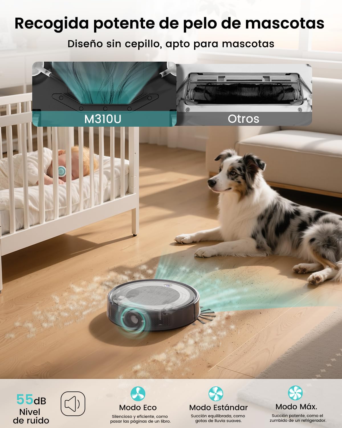 LEFANT M310 Ultra Robot Aspirador y Fregasuelos 3 en 1 con Succión de 6000Pa, 170min, Mapeo Láser ToF, Evasión de Obstáculos PSD de 190°, Reconocimiento de Alfombras, WiFi/App/Alexa, Gris