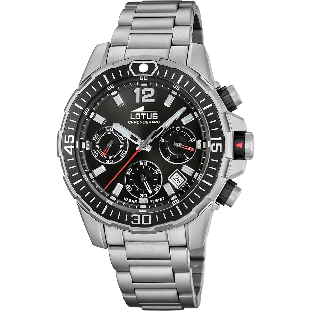 LOTUS Reloj Hombre 18977/4 Chrono Caja de Acero Inoxidable 316l Titanio Correa de Acero Inoxidable 316l Titanio