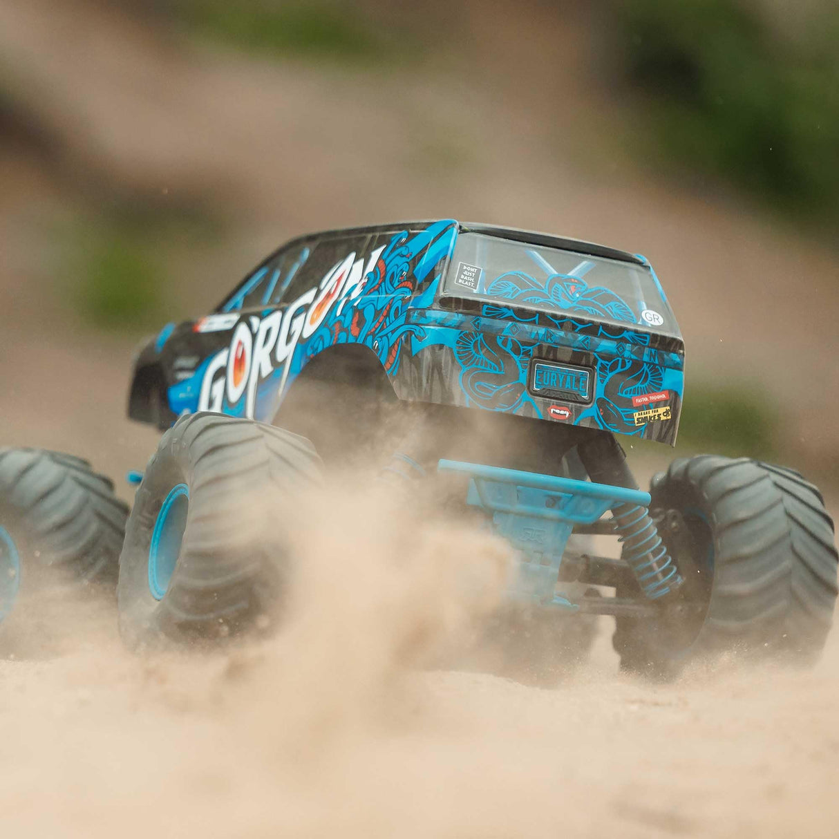 ARRMA 1/10 Gorgon 2WD RTR Monster Truck Mega 550 14T Motor de Cepillo, Espectro SLT2 2,4 GHz, Incluye batería NiMH de 3300 mAh y Cargador USB-C S120, Color Azul