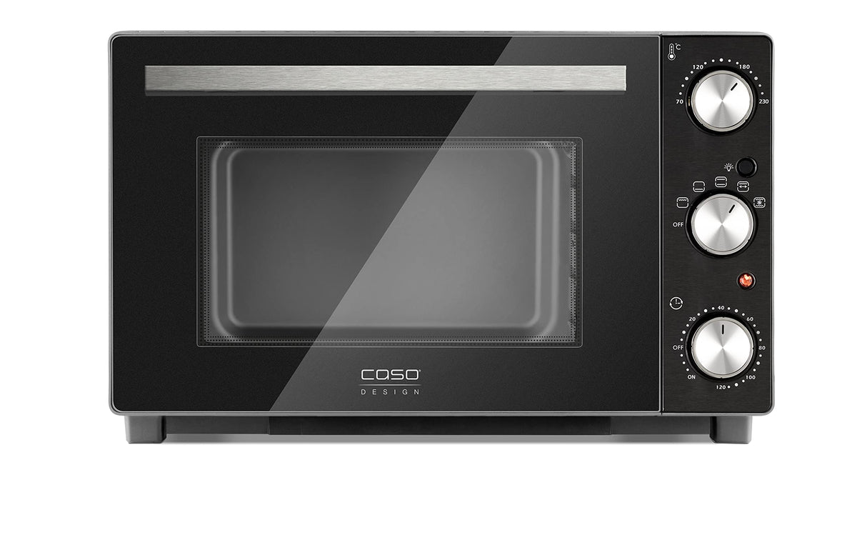 CASO TO 32 - Horno de sobremesa de acero inoxidable con Bandeja recogemigas y piedra para pizza, capacidad de 32 L, 1870 W de Potencia, hasta 230°C y 150 min - 5 modos de calor - negro