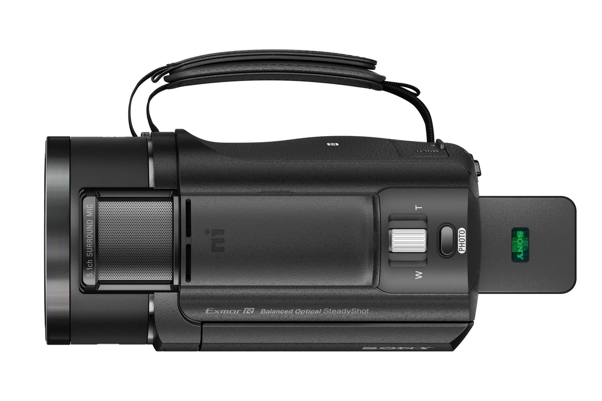 Sony Handycam FDR-AX43 - Videocámara (pantalla de 3" giratoria, grabación 4K Ultra HD, lente Zeiss Vario-Sonnar 26.8 mm, zoom óptico 20x, Balanced Optical SteadyShot, selfies, videos en casa y viajes)