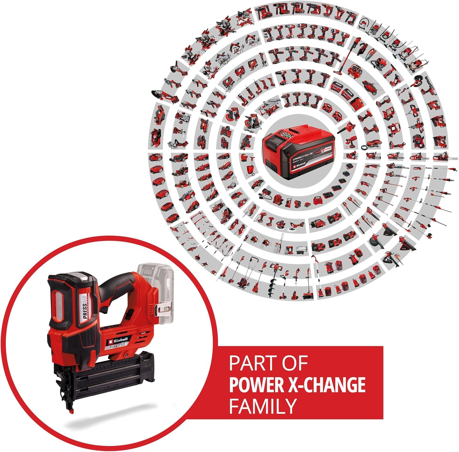 Einhell Profesional Clavadora con baterías FIXETTO 18/50 N Power X-Change (18V, 60 tiro/min, máx. 50 mm de longitud de clavo, tiro individual/en serie, incl. 500 clavos, sin batería)
