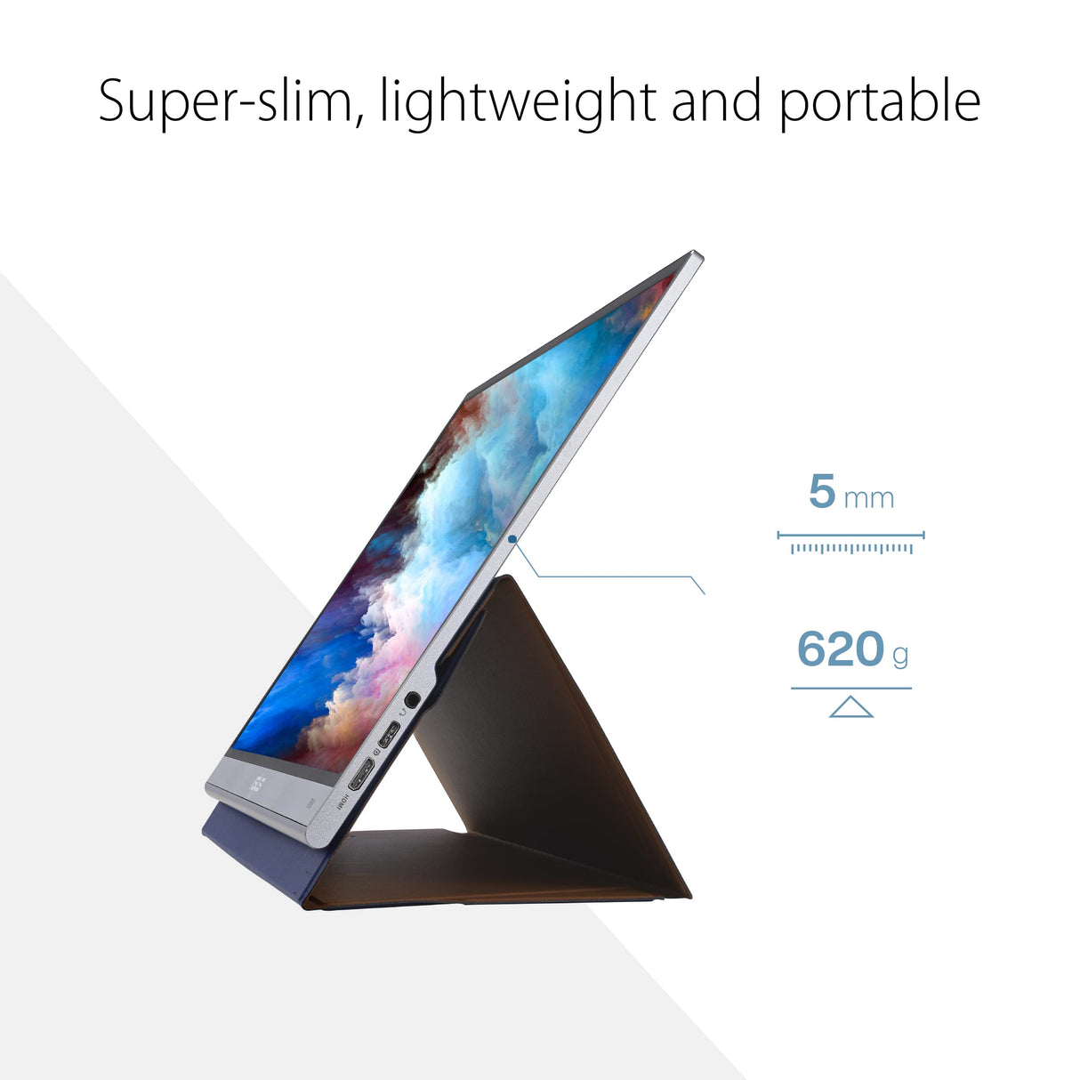 ASUS ZenScreen OLED MQ16AH - Monitor portátil de 15,6", 1080p, FHD, OLED, USB-C, HDMI, Smart Cover, Monitor Externo de Viaje para portátil, PC, Macbook, móvil, PS4, Switch