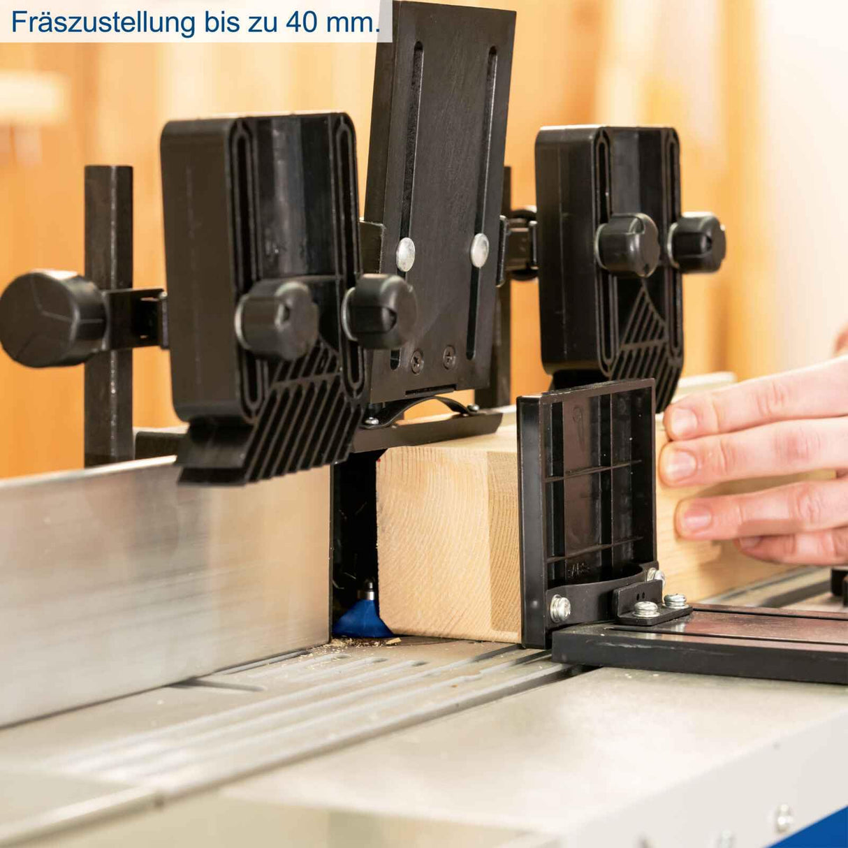 Scheppach Fresadora de mesa HF60, 230 V, 1500 W, pinzas de sujeción de 6/8/12 mm, altura máx. 40 mm, regulación de velocidad variable de 11500 hasta 24000 min-1, incluye ampliadores de mesa