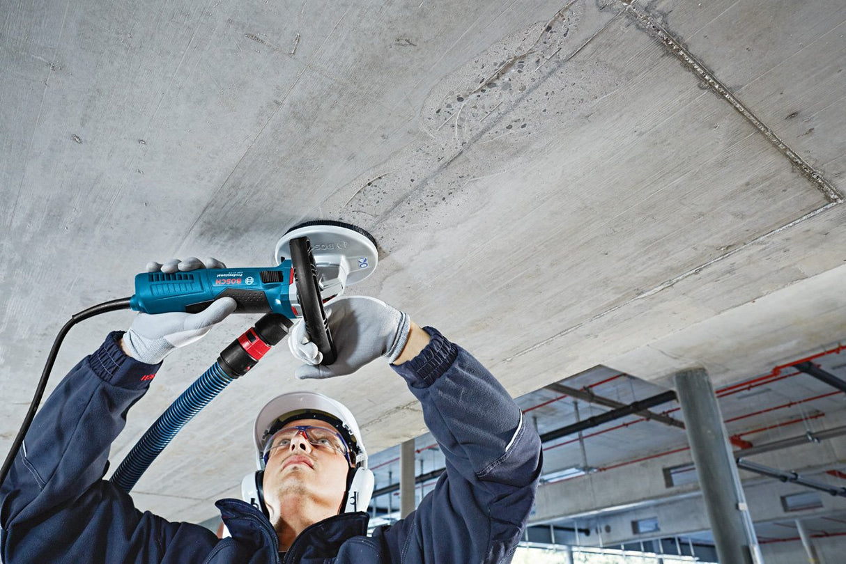 Bosch Professional GBR 15 CA - Lijadora de hormigón (1500 W, Ø 125 mm, cubierta anti-polvo, en maletín)