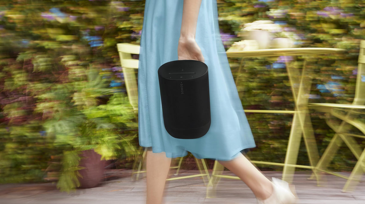 Sonos Move 2 | Altavoz portátil inalámbrico con Wi-Fi, Bluetooth, Amazon Alexa, 24 Horas de autonomía y Base de Carga inalámbrica - Negro