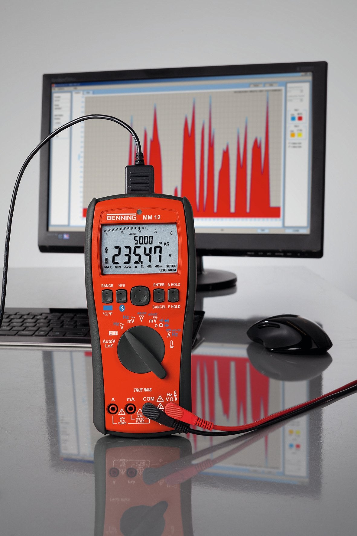 Benning MM 12 TRMS – Multímetro digital con función de Logging y Bluetooth, interfaz, 1 pieza, 044088