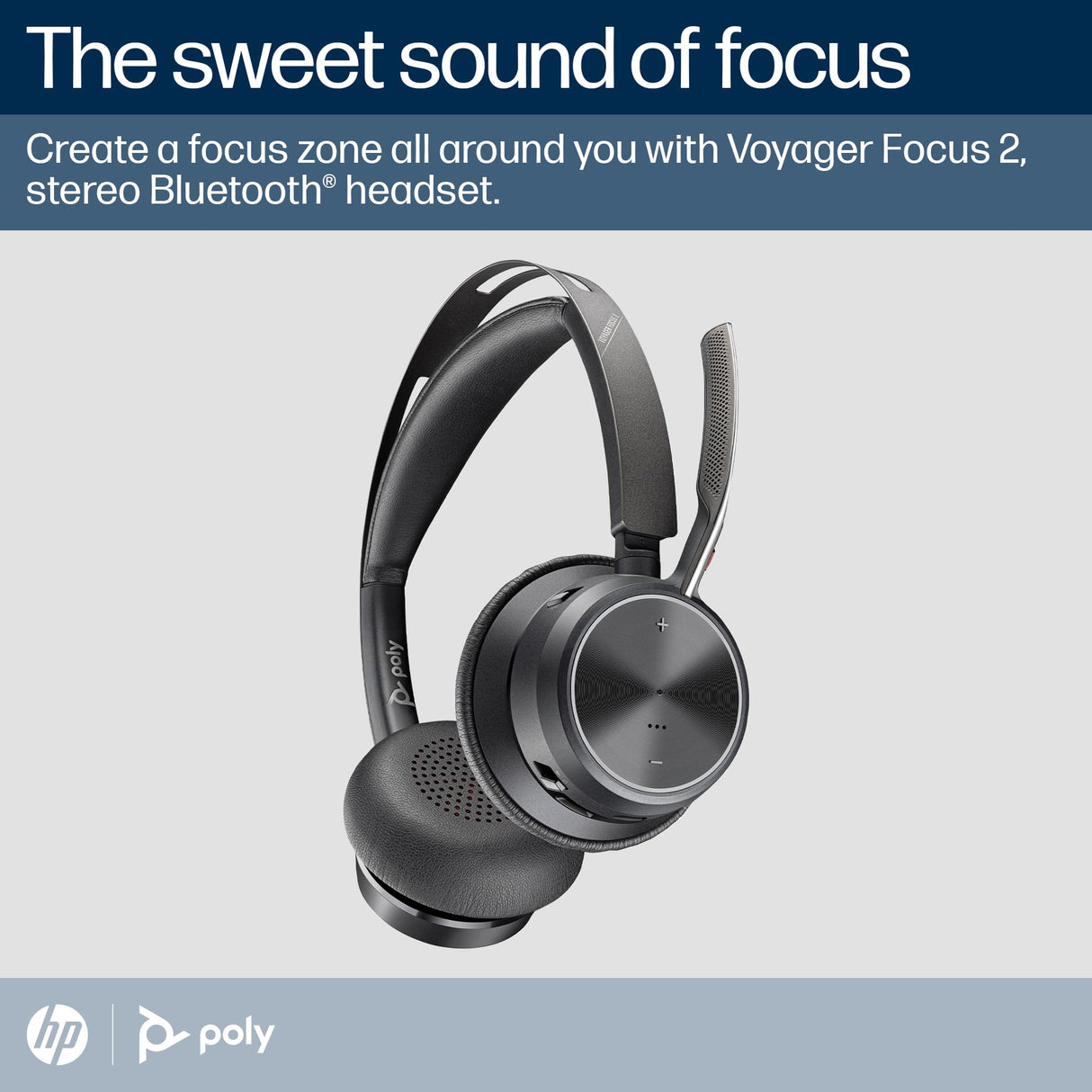 Poly Voyager Focus 2 Auriculares inalámbricos UC con micrófono y soporte de carga: compatible con PC a través del adaptador BLUETOOTH BT700 incluido o mediante cable USB