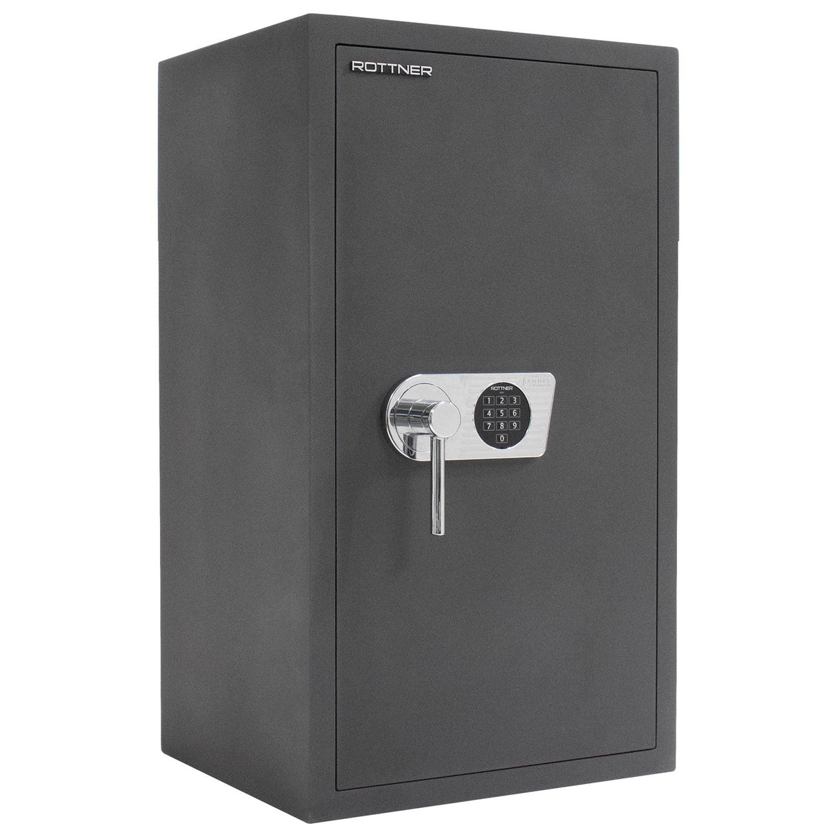 Caja fuerte para muebles Toscana 85 EL de Rottner, Color antracita, Clase de seguridad: EN-1 según CSN EN-1 1143-1 + A1:2009, Cerradura electrónica con dos códigos programables, Protección contra incendios, Antirrobo, Tornillos de fijación incluidos