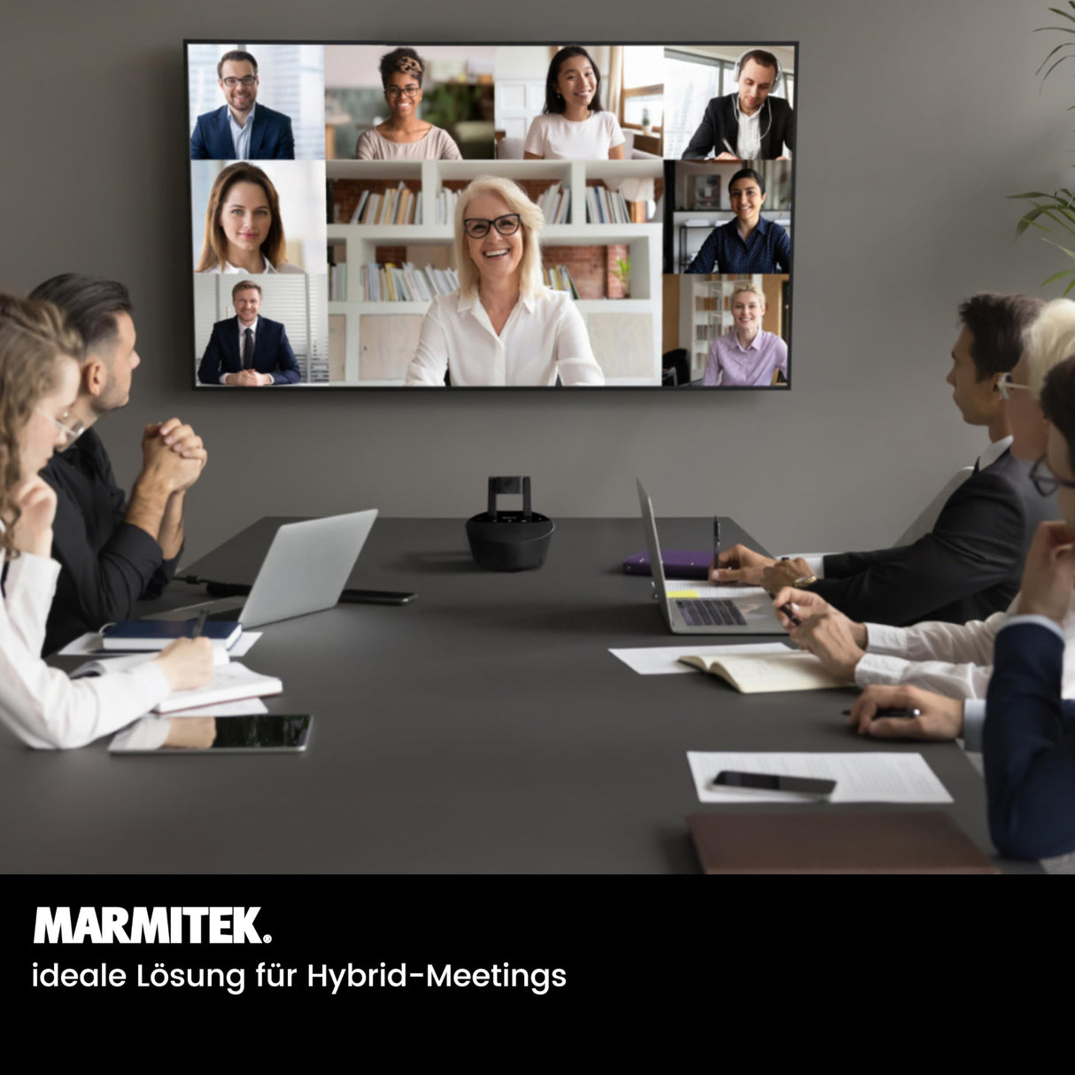 Marmitek Sistema de videoconferencia 4K CAM 4K Pro - cámara para Sala de conferencias - 4 x micrófono - 4K60 - Kit de cámara de vídeo para formación en reuniones - Teams - Altavoz