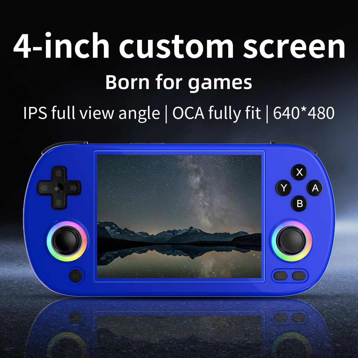 RG40XX H Consola de Juegos portátil, Consola de Juegos Retro con iluminación Joystick RGB, Pantalla IPS de 4 Pulgadas, Tarjeta TF 64G incorporada y Juegos 5571, Compatible con WiFi Blueto (Azul, 64G)