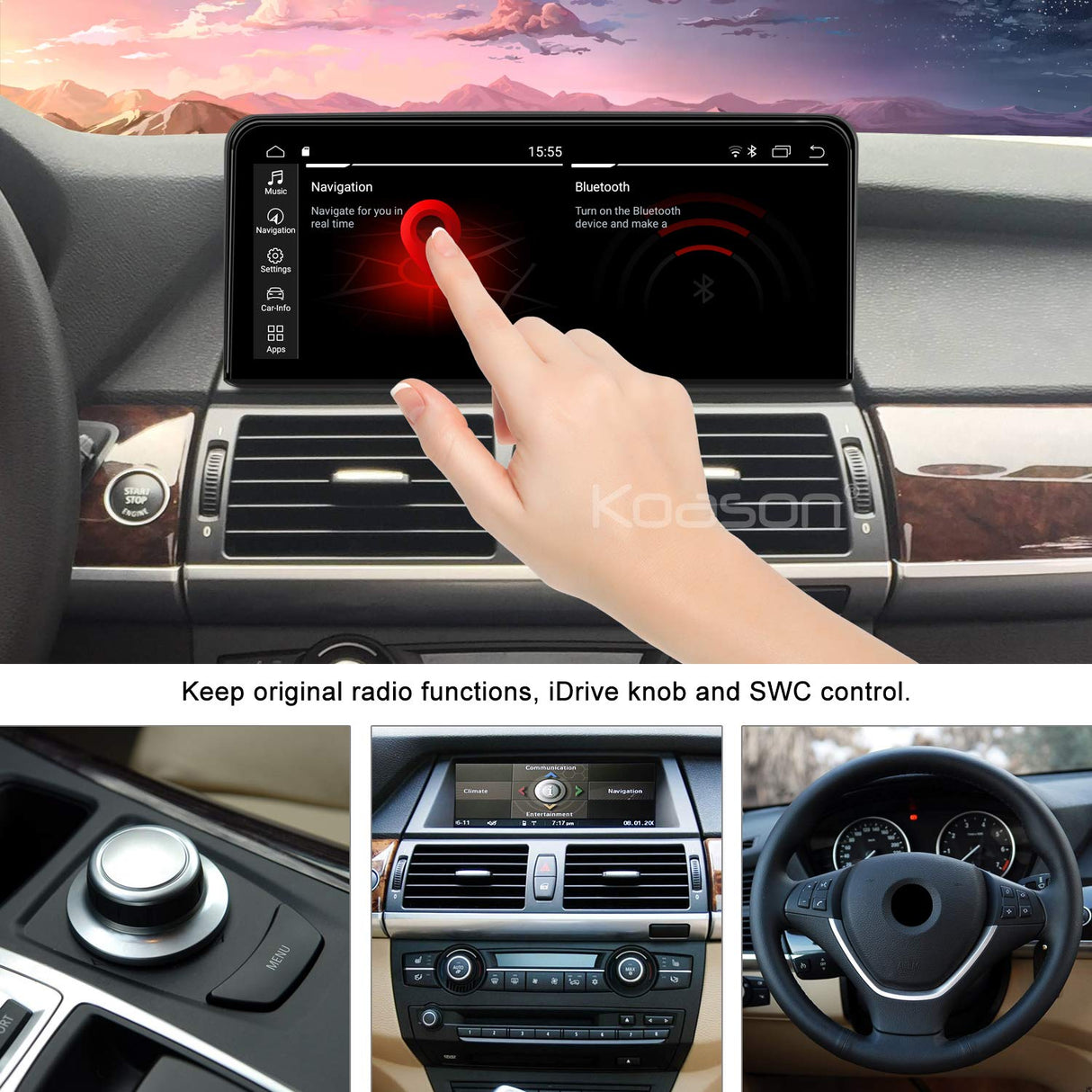 Koason Android 1920HD 10.25Pulgada Pantalla Mostrar Screen Monitor Display Upgrade Autoradio Multimedia CarPlay GPS Navigazione para BMW X5 X6 X5M X6M E70 E71 CCC